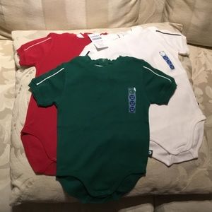 NWT - 3 Gymboree Onesies - Red, Green, White - Sz 12-18 months